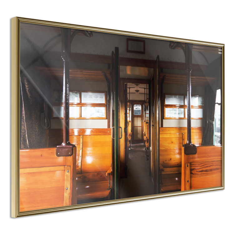 Wall Poster Long Journey - train with wooden seats in vintage motif 123809 additionalImage 14