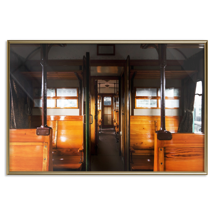 Wall Poster Long Journey - train with wooden seats in vintage motif 123809 additionalImage 20