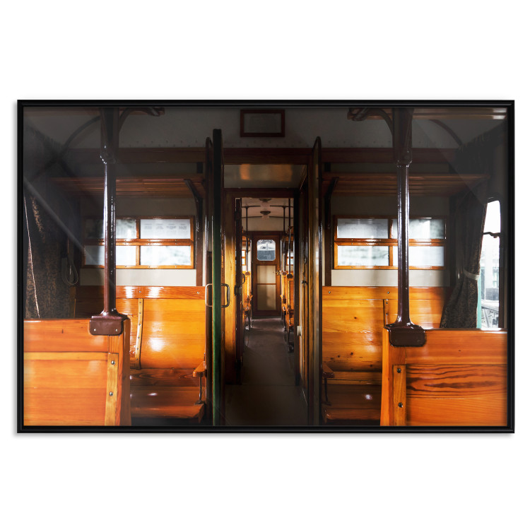 Wall Poster Long Journey - train with wooden seats in vintage motif 123809 additionalImage 24