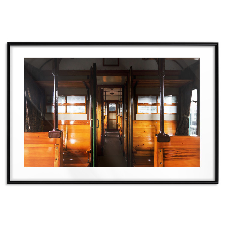 Wall Poster Long Journey - train with wooden seats in vintage motif 123809 additionalImage 17