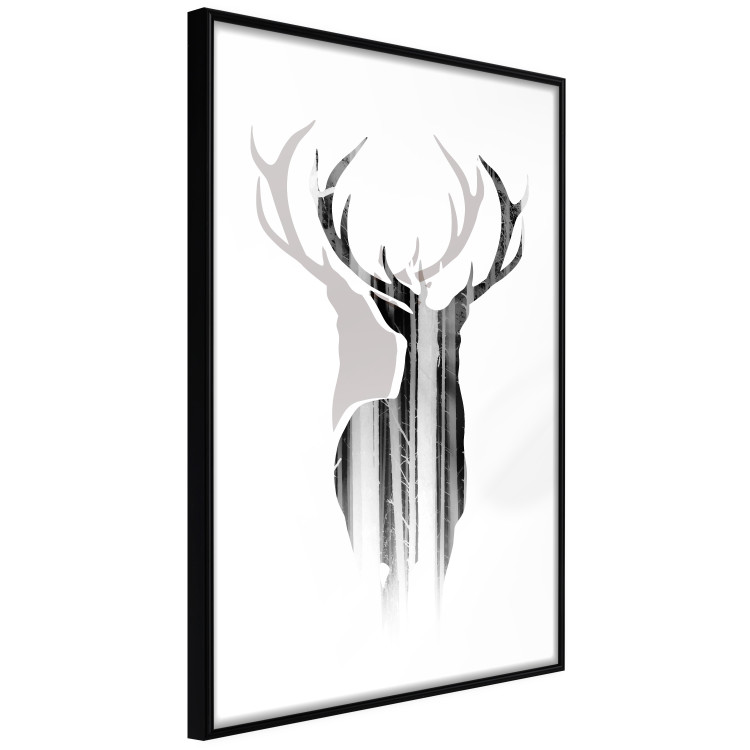 Wall Poster Prince of the Forest - black deer on a white background with visible shadow reflection 125409 additionalImage 10