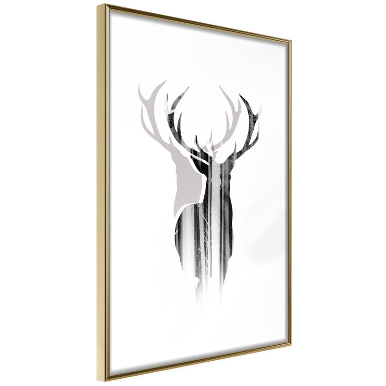 Wall Poster Prince of the Forest - black deer on a white background with visible shadow reflection 125409 additionalImage 6