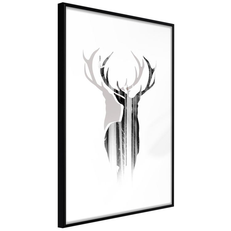 Wall Poster Prince of the Forest - black deer on a white background with visible shadow reflection 125409 additionalImage 11