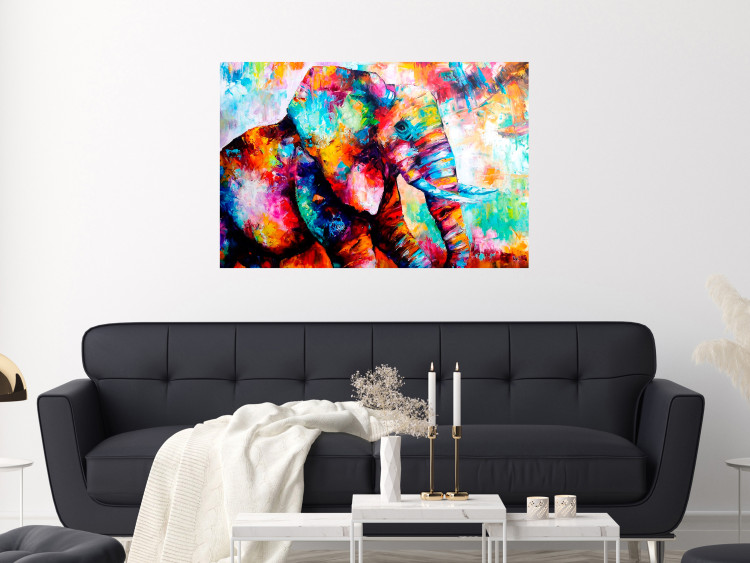 Canvas Gaze of the Elephant (1-part) wide - colorful animal figure 127309 additionalImage 3
