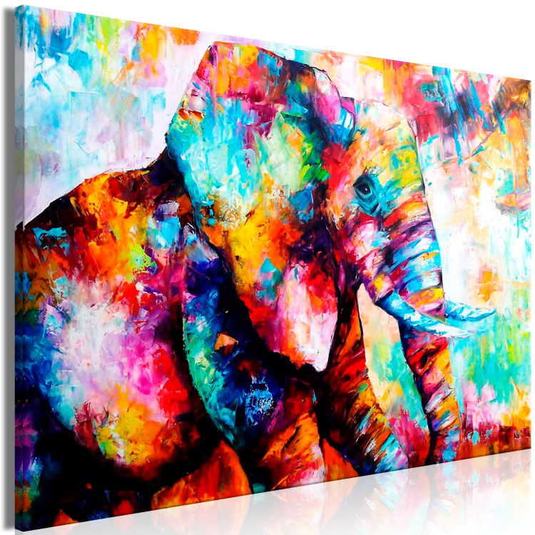 Canvas Gaze of the Elephant (1-part) wide - colorful animal figure 127309 additionalImage 2