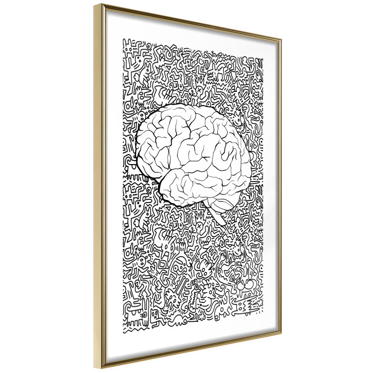 Poster Clear Mind - black and white human brain on abstract patterned background 127909 additionalImage 9