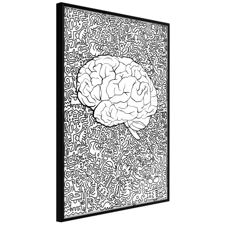 Poster Clear Mind - black and white human brain on abstract patterned background 127909 additionalImage 11