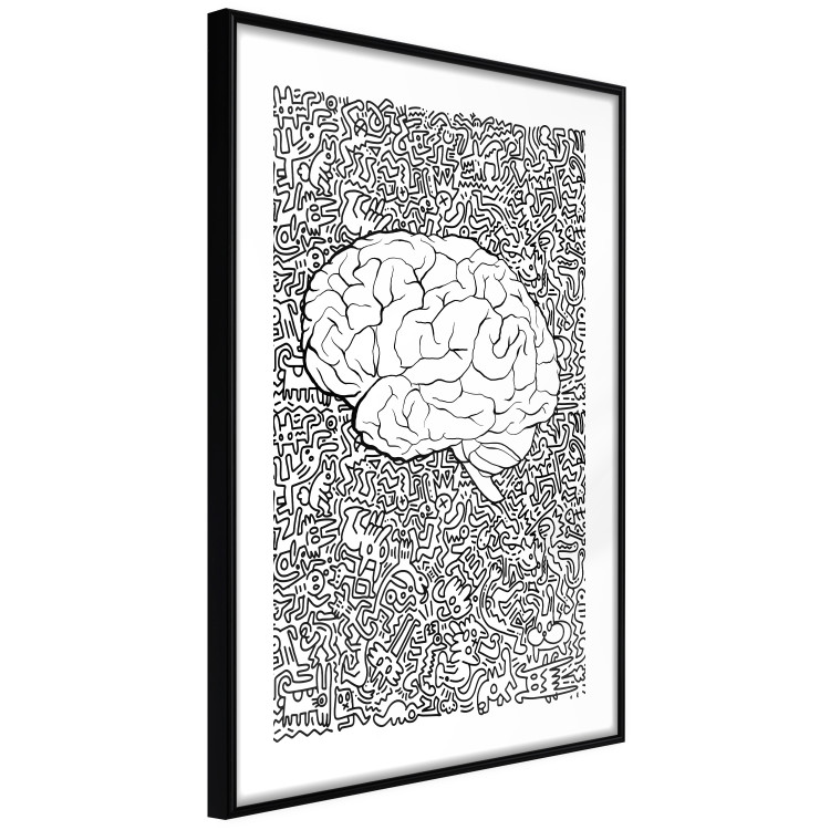 Poster Clear Mind - black and white human brain on abstract patterned background 127909 additionalImage 8
