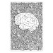 Poster Clear Mind - black and white human brain on abstract patterned background 127909
