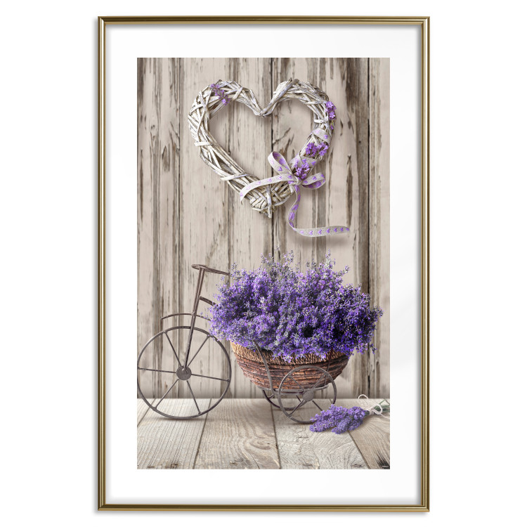 Poster Secret Lavender Bouquet - purple flowers on background of wooden planks 128409 additionalImage 17