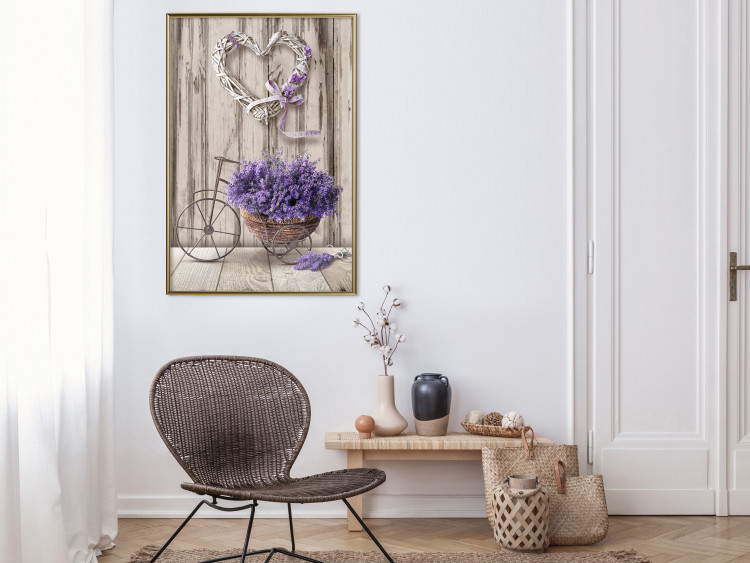 Poster Secret Lavender Bouquet - purple flowers on background of wooden planks 128409 additionalImage 5