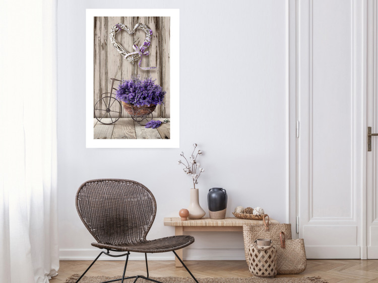 Poster Secret Lavender Bouquet - purple flowers on background of wooden planks 128409 additionalImage 3