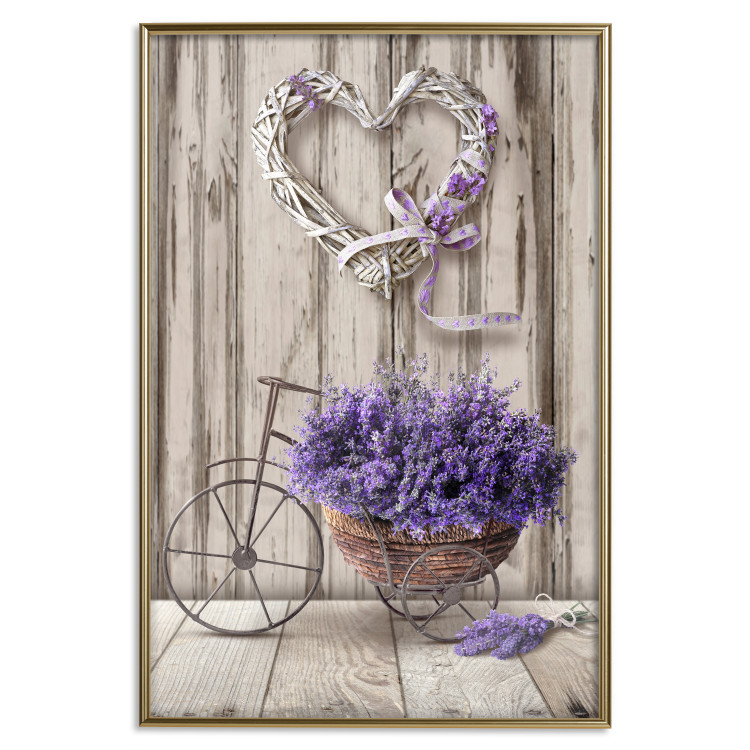 Poster Secret Lavender Bouquet - purple flowers on background of wooden planks 128409 additionalImage 14