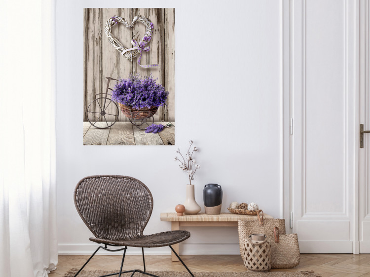 Poster Secret Lavender Bouquet - purple flowers on background of wooden planks 128409 additionalImage 2