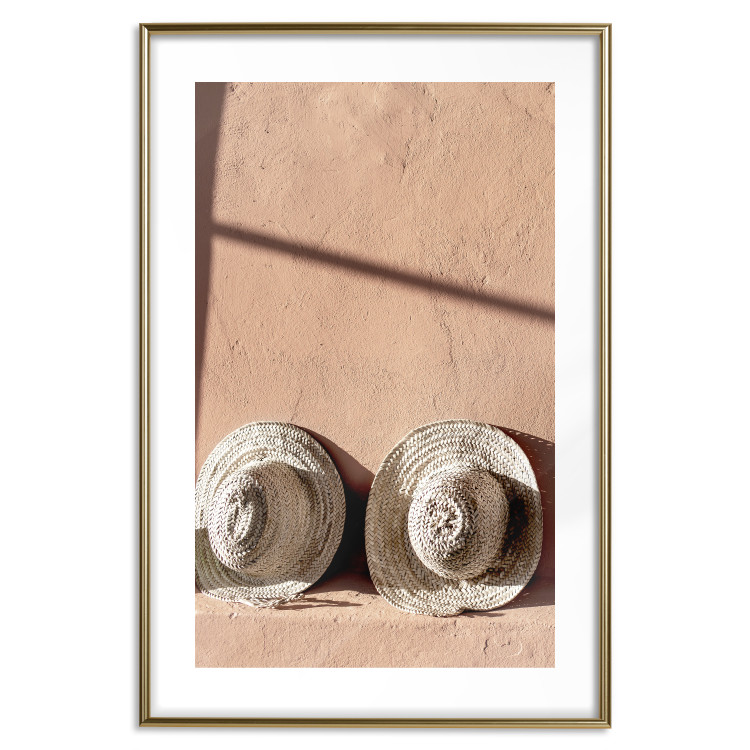 Wall Poster Sunlit Couple - two hats in the sunlight against a wall 129509 additionalImage 14