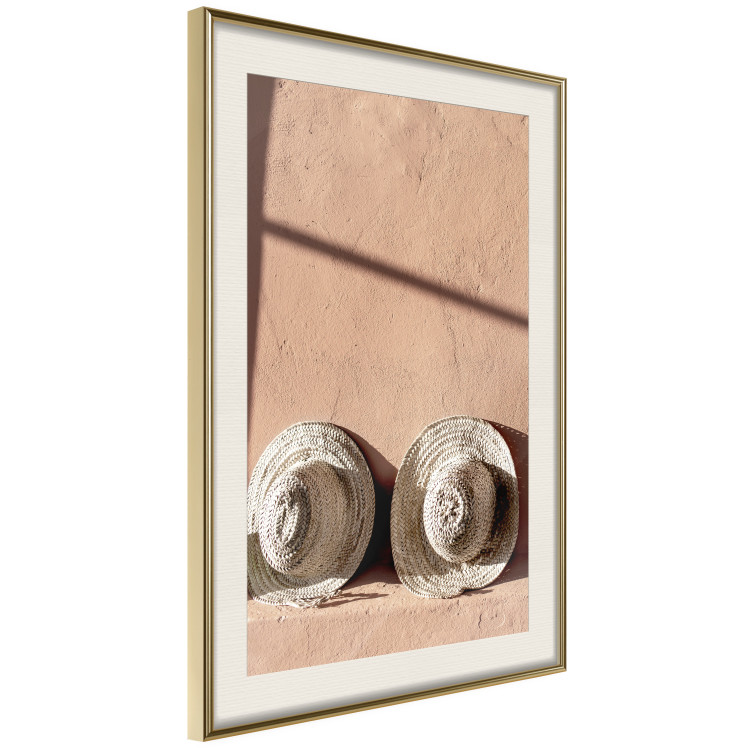 Wall Poster Sunlit Couple - two hats in the sunlight against a wall 129509 additionalImage 3