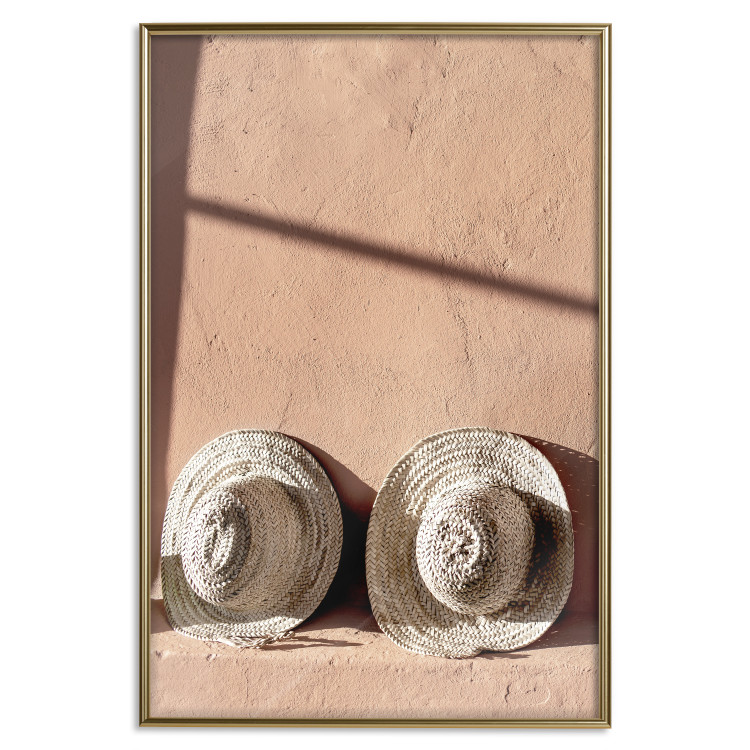 Wall Poster Sunlit Couple - two hats in the sunlight against a wall 129509 additionalImage 21