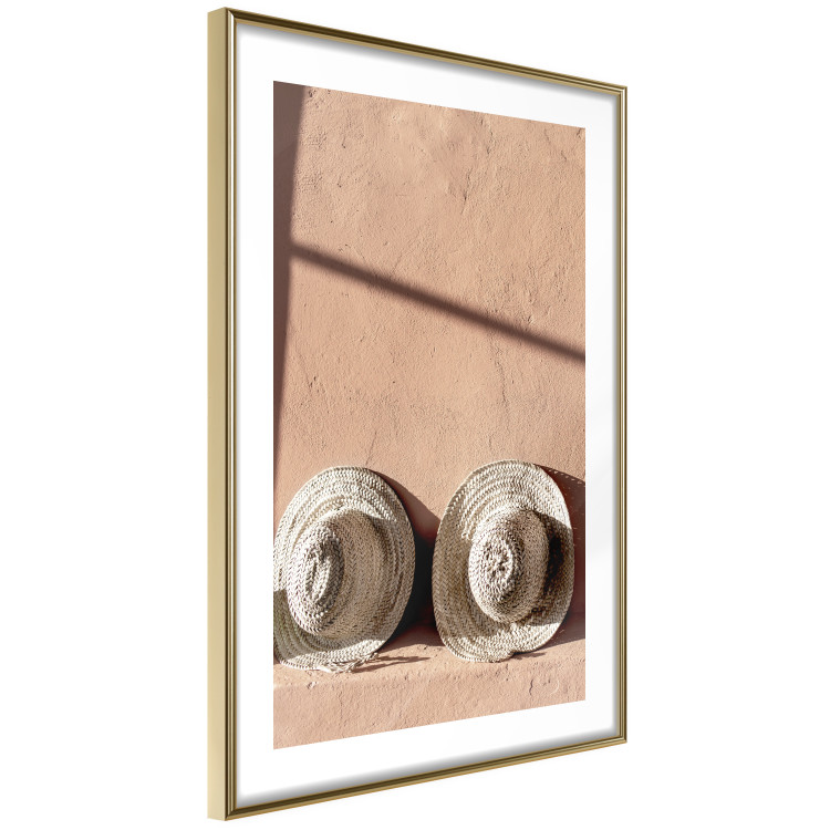 Wall Poster Sunlit Couple - two hats in the sunlight against a wall 129509 additionalImage 7