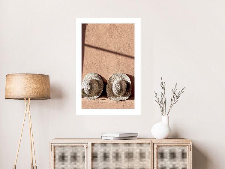 Wall Poster Sunlit Couple - two hats in the sunlight against a wall 129509 additionalImage 5
