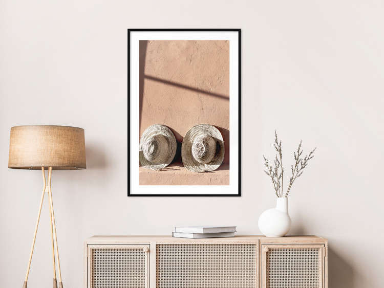 Wall Poster Sunlit Couple - two hats in the sunlight against a wall 129509 additionalImage 18