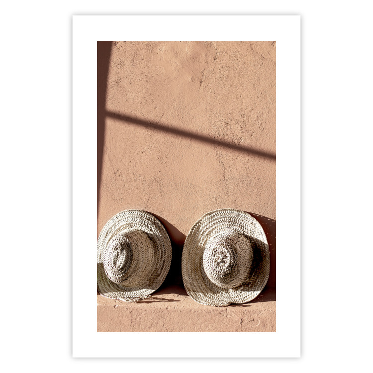 Wall Poster Sunlit Couple - two hats in the sunlight against a wall 129509 additionalImage 19