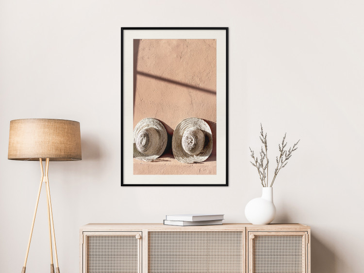 Wall Poster Sunlit Couple - two hats in the sunlight against a wall 129509 additionalImage 24