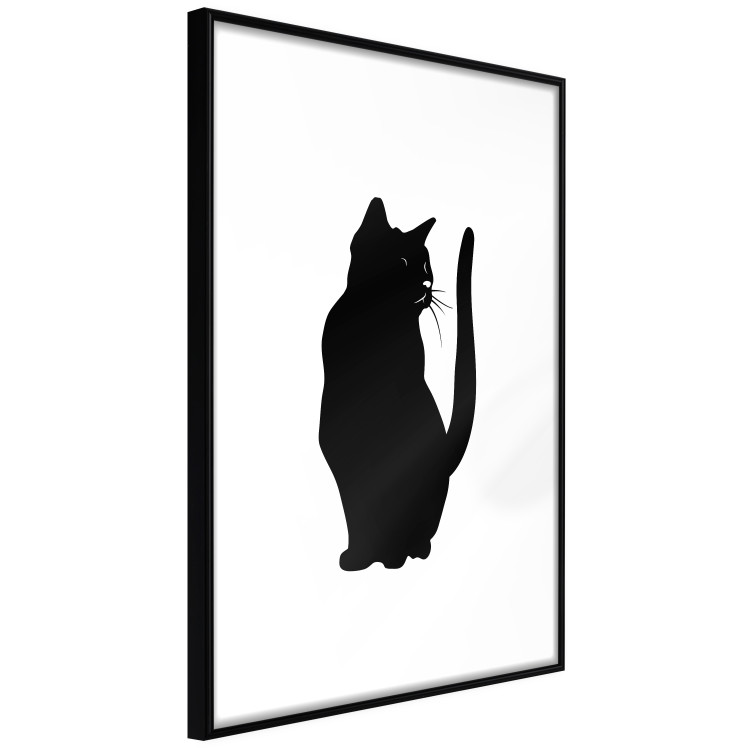 Poster Curious Cat - abstract black animal on plain white background 129609 additionalImage 11