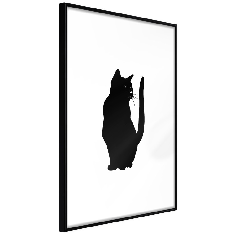 Poster Curious Cat - abstract black animal on plain white background 129609 additionalImage 8