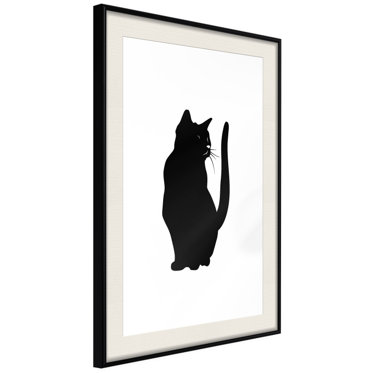 Poster Curious Cat - abstract black animal on plain white background 129609 additionalImage 2