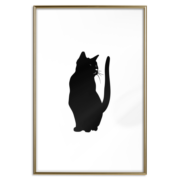 Poster Curious Cat - abstract black animal on plain white background 129609 additionalImage 16