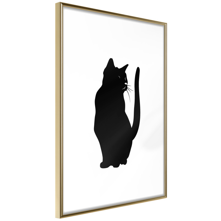 Poster Curious Cat - abstract black animal on plain white background 129609 additionalImage 12