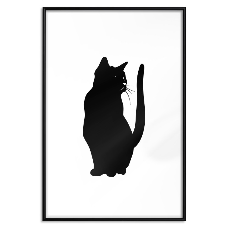 Poster Curious Cat - abstract black animal on plain white background 129609 additionalImage 18