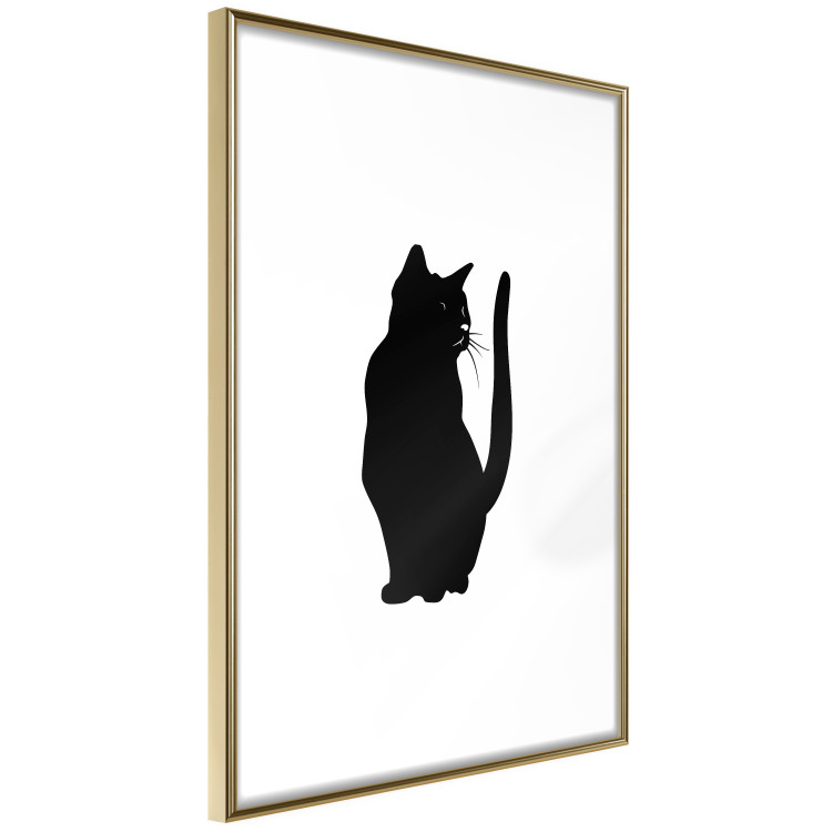 Poster Curious Cat - abstract black animal on plain white background 129609 additionalImage 7