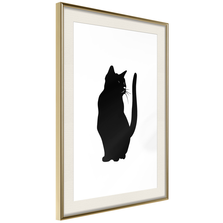 Poster Curious Cat - abstract black animal on plain white background 129609 additionalImage 3