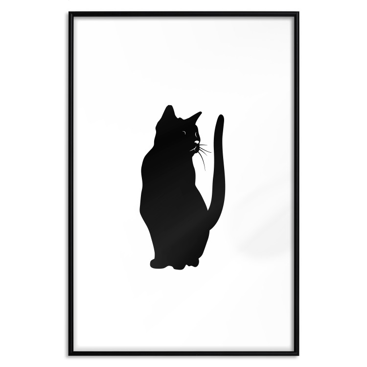 Poster Curious Cat - abstract black animal on plain white background 129609 additionalImage 15