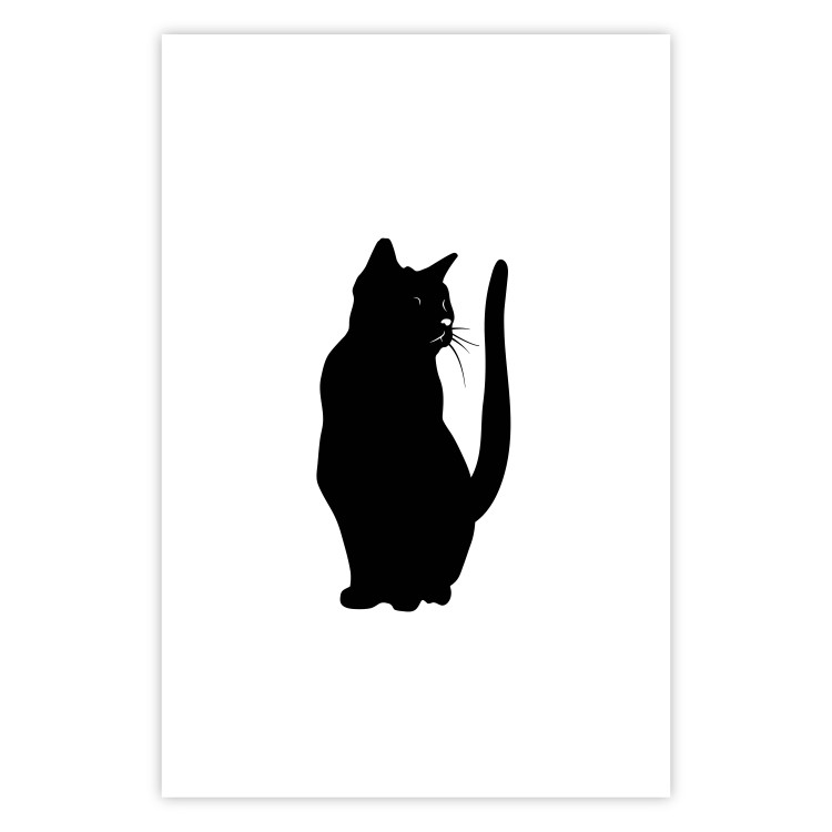 Poster Curious Cat - abstract black animal on plain white background 129609 additionalImage 19