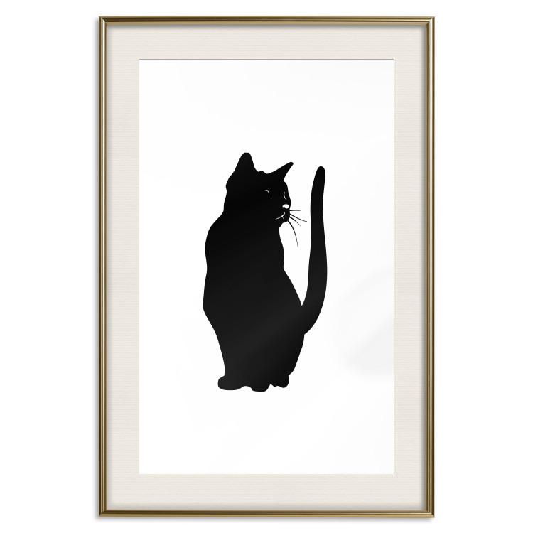Poster Curious Cat - abstract black animal on plain white background 129609 additionalImage 20