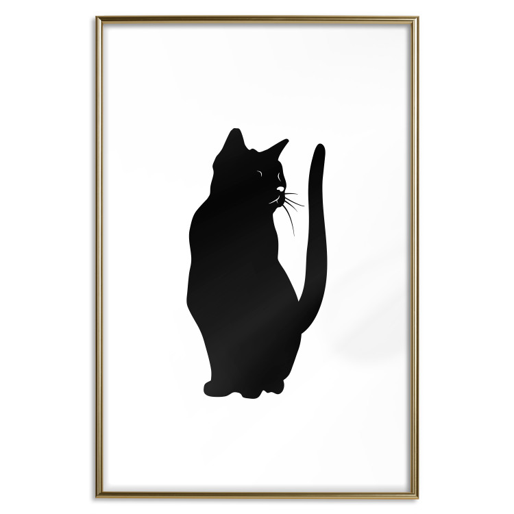 Poster Curious Cat - abstract black animal on plain white background 129609 additionalImage 21