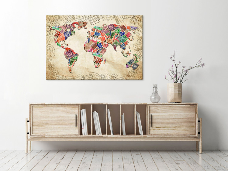 Canvas Print Travel Mementos (1-piece) Wide - vintage-style world map 129809 additionalImage 3