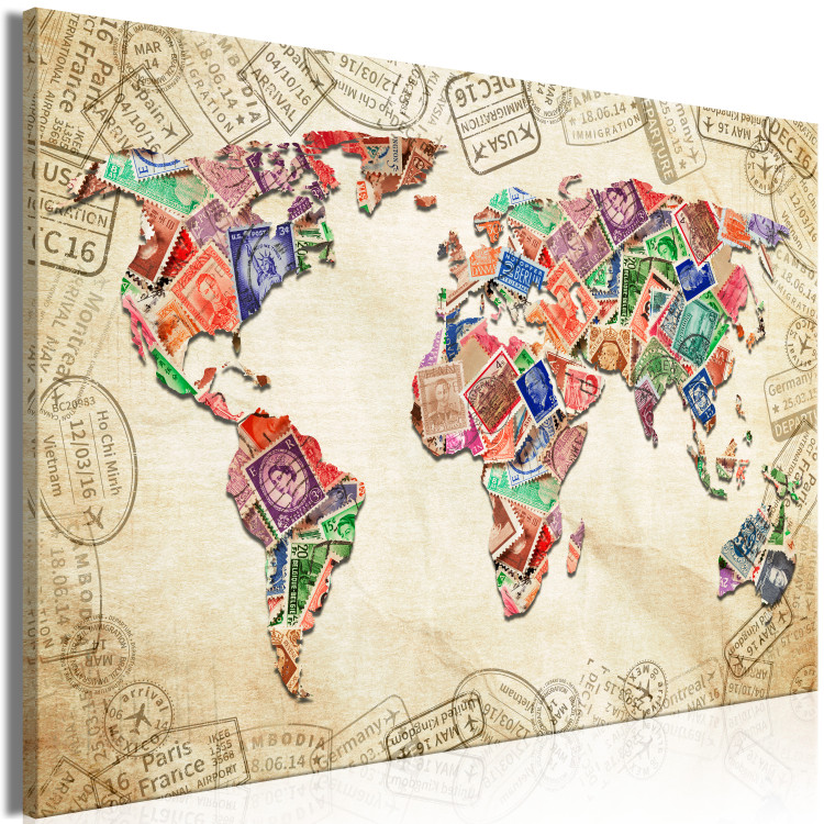 Canvas Print Travel Mementos (1-piece) Wide - vintage-style world map 129809 additionalImage 2