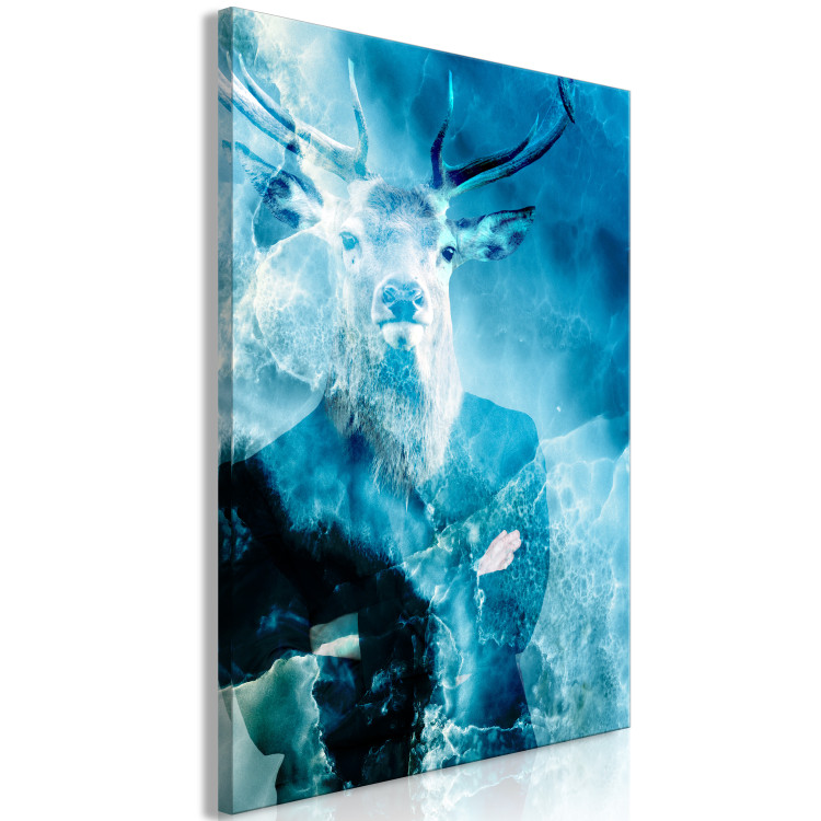 Canvas Art Print Man with the deer's head - abstraction on a blue water background 131609 additionalImage 2