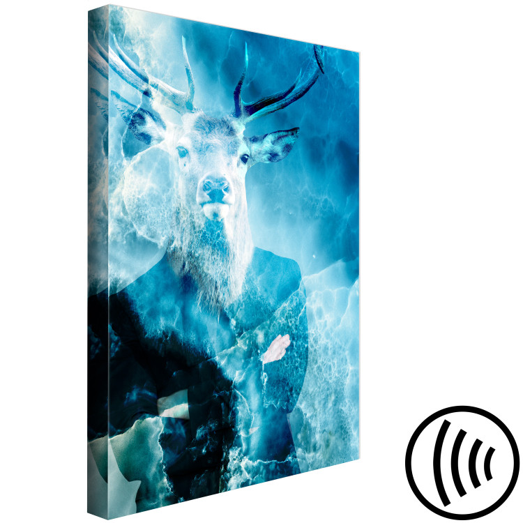 Canvas Art Print Man with the deer's head - abstraction on a blue water background 131609 additionalImage 6