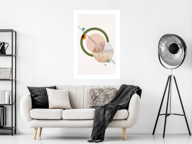 Wall Poster Geometric Landscape - landscape in a circle among abstract shapes 131809 additionalImage 3