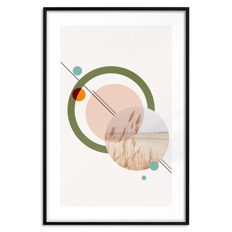 Wall Poster Geometric Landscape - landscape in a circle among abstract shapes 131809 additionalImage 15
