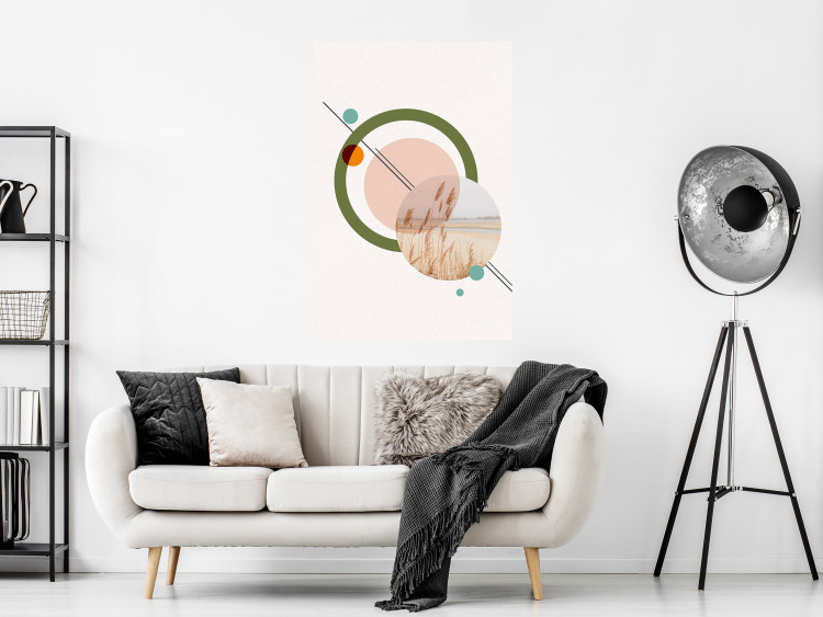 Wall Poster Geometric Landscape - landscape in a circle among abstract shapes 131809 additionalImage 4