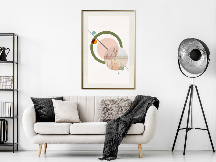 Wall Poster Geometric Landscape - landscape in a circle among abstract shapes 131809 additionalImage 22