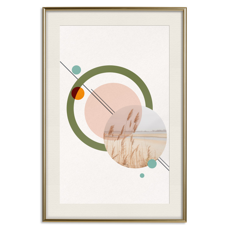 Wall Poster Geometric Landscape - landscape in a circle among abstract shapes 131809 additionalImage 20