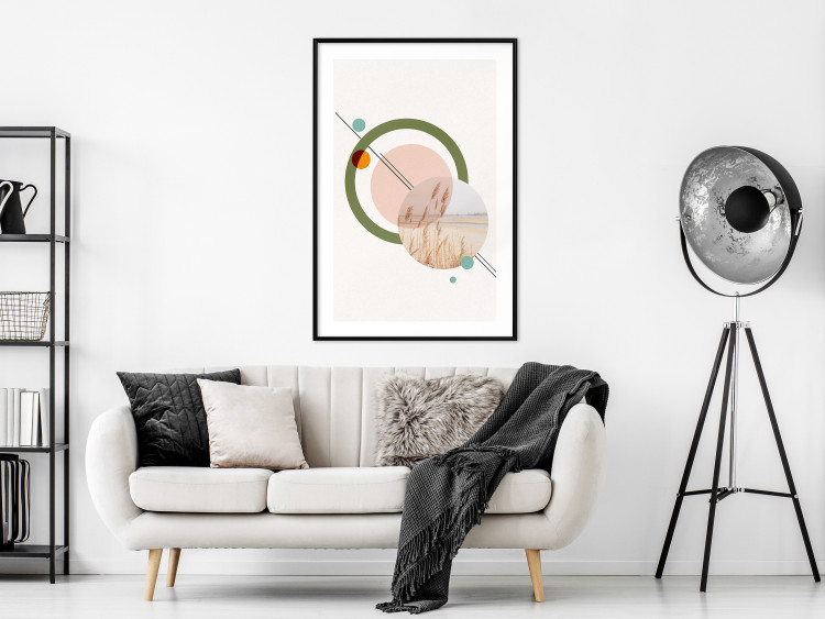 Wall Poster Geometric Landscape - landscape in a circle among abstract shapes 131809 additionalImage 23