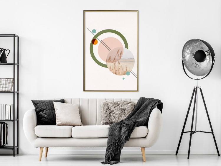 Wall Poster Geometric Landscape - landscape in a circle among abstract shapes 131809 additionalImage 5