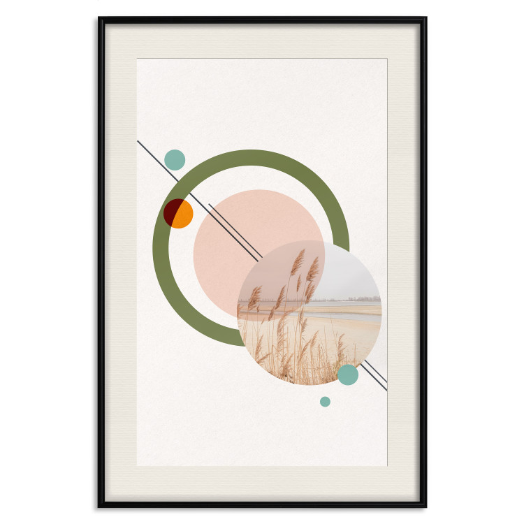 Wall Poster Geometric Landscape - landscape in a circle among abstract shapes 131809 additionalImage 19